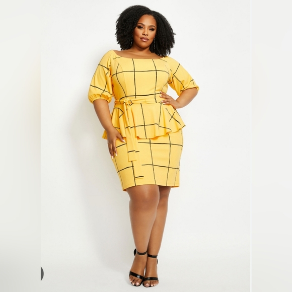 Ashley Stewart Dresses New Ashley Stewart Black And Yellow Belted